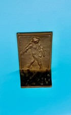 Vintage Cast Bronze Figural Bookend Walking Man Relief 4