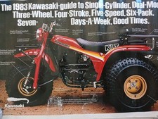 Rare Vintage 1983 Kawasaki KLT 3 Wheeler ATV Dealer Sales Poster Art - 24x36 picture