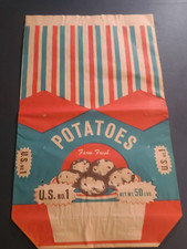 Vintage NEW Duraqua 50 lb. U.S. No. 1 Paper Potato Bag Sack Bemis Co picture