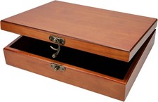 Large Vintage-Inspired Wooden Keepsake Box with Velvet Lining & Latch Closure picture