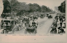 Paris France Ave du Bois de Boulogne Early Automobiles Vintage Postcard picture