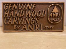 Genuine Hardwood Carvings by Anri Sign Display Wood Carved Rare Italy 9.5” X 5” picture