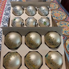 Vintage Lanissa Shiny Brite Round Medium Glass Christmas Ornaments GERMANY 12 picture