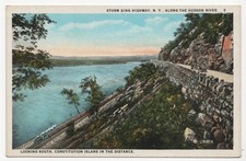 Storm King Highway NY Hudson River White Border Curt Teich Postcard 1922 J Rube picture