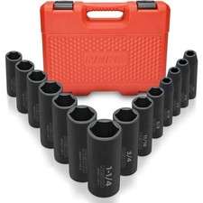 NEIKO 1/2 in. Drive SAE 6 Point Deep Impact Socket Set (14-Piece) picture