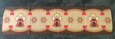 Vintage 70s Christmas Angel Table Runner Folk Art Burlap W. Germany picture