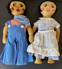 Handmade Black Doll Primitive Folk Art Rag dolls C1940’s picture