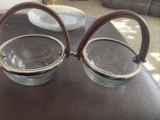 2 RARE Zodax Equestrian Bowls with Leather Handles Barclay Butera picture
