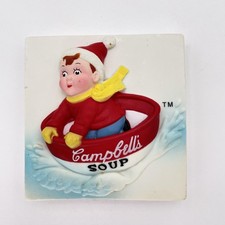 Vintage 1997 Campbell's Soup Kid Winter Fridge Magnet Square Multi-Color CSC picture