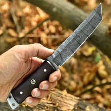 Custom Made Hand Forged Damascus Steel Fixed Blade Tanto Knife Hunting picture