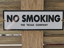 VINTAGE 1960'S TEXACO GASOLINE NO SMOKING GAS PUMP PORCELAIN DEALERSHIP SIGN  picture