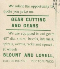 Blount and Lovell to Birch Bros Ad Boston Massachusetts Postcard Antique picture