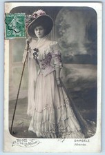 c1910's Pretty Woman Fancy Dress And Hat Studio Signed RPPC Photo Postcard picture