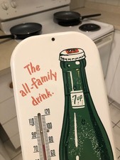 VINTAGE MINT NOS c1950 7-UP “THE ALL FAMILY DRINK” SODA THERMOMETER picture