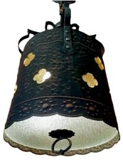 Vintage 1960’s Gothic Mission Tudor Medieval LARGE Hanging Barrel Light Fixture picture