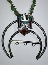 Vintage Sterling Naja Chip Inlay On Native American Handmade Turquoise L. Joe  picture