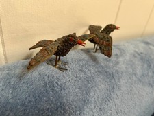 2 vintage open wing Tibetan Nepal Brass Small Birds Coral Turquoise Stone picture