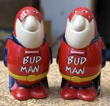 Vintage Bud Man Budweiser Salt Pepper Shakers Ceramic Set picture
