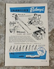 1951 Channel Lock Pliers Vintage Print Ad Magazine Advertisement Channellock picture