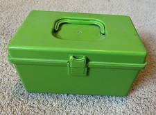 Vintage Sewing Box Apple Green With Tray Wil-Hold Wilson 9 3/4” x 6” X 5 1/2” picture