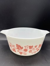 VTG Pyrex Pink White Gooseberry 1 1/2 QT Round Casserole Bowl Dish No Lid 474-B picture