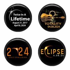 SET OF 4 Total Solar Eclipse Magnets 4.8. 2024 Souvenir Memorabilia 2.25 inch picture