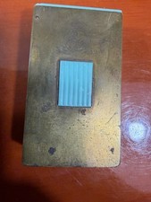 Vintage Antique Coty Metal perfume case container Gold Teal Paris New York picture