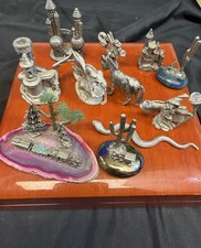Lot Of 11 Vintage Pewter Figures Trains Wizards Animals Castles Sold As Is  picture