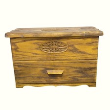Vintage Lerner of NY Storage Chest Sewing Box Faux Wood Plastic Sunflower design picture