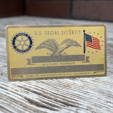 Vintage Metal Rotary International Social Security ID Card Stampable Name Plate picture