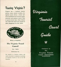 Virginia Tourist Court Guide July 1949 Richmond VA Vintage Travel Leaflet TC27 picture