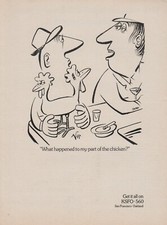 1975 KSFO Radio San Francisco - 2-Headed Chicken - Cartoon Art - Promo Print Ad picture