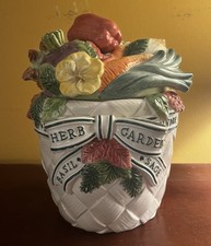 Vintage 1996 Fitz and Floyd Classics Herb Garden Large Canister Cookie Jar 9