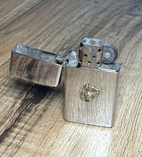 Vintage SLIM Zippo 1980 United States Marine Corps Lighter Silver picture