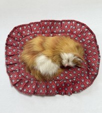 Vintage Lifelike Sleeping Orange Ginger Cat Genuine Rabbit Fur picture
