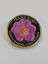 Prairie Rose Lapel Pin North Dakota State Flower Travel Souvenir picture