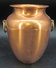 EHI Vintage Made in USA Revere Copper w/ Brass Handles Urn Vase 8 Inches Tall picture
