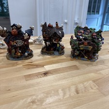 Vtg 2000 Spooky Hollow Lighted Porcelain Halloween Houses see full description picture
