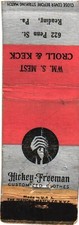 Hickey-Freeman Wm. S. Mest Reading PA Vintage Matchbook Cover 1940s-50s picture