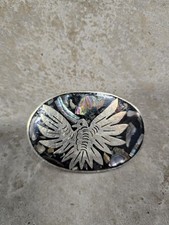Vintage Hand-Engraved Thunderbird Belt Buckle – Unusual Oval Western picture