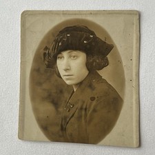 Vintage RPPC Real Photograph Postcard Beautiful Young Woman ID Great Hat picture