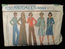 VINTAGE Uncut MCCALLS 4844 pattern MISS 16 L women blouse skirt jacket pant 70s picture