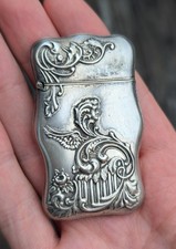 Antique Match Safe. Sterling Silver American Renaissance Style. Rare Estate Find picture