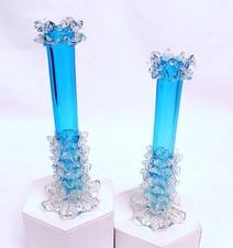 Victorian Stevens & Williams Style Blue Glass 2 Rigaree 6 5/8