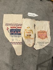 3 Vintage Ham Cloth Sack picture