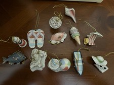 NIB LENOX Set of 12 Summer, Beach Porcelain Miniature Tree Ornaments MINT picture