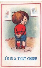 F92/ Artist Signed Postcard c1910 Donald McGill Comic Boy in Corner 6 picture