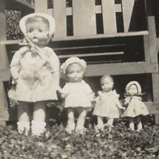 Vintage Snapshot Photo Effanbee Patsy Style Dolls Group Display 1930s picture