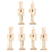 6Pcs Unfinished Wooden Nutcracker Figurines - DIY Blank Christmas Ornaments picture