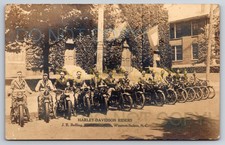 Harley Davidson Motorcycle Riders Winston-Salem North Carolina c1920 RPPC picture